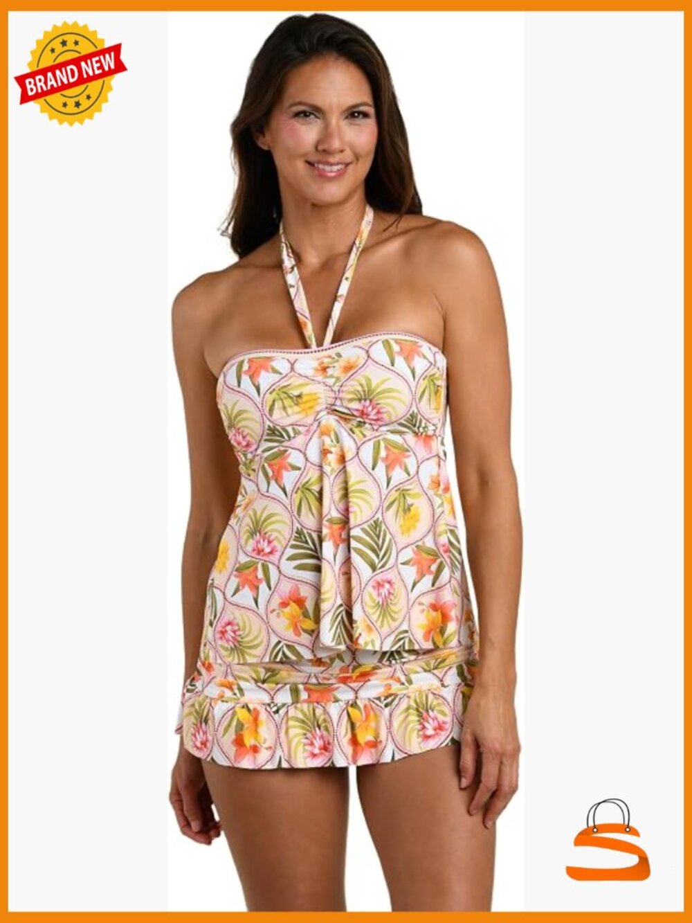 Bandeau Tankini Swimsuit Top Adjustable Straps